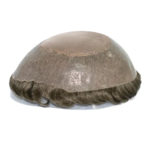 EAR-Fine Mono Hair System With Skin Gauze PU Perimeter Toupee for Men