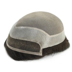 EME-Men's Toupee Mono with Skin Around and Lace Front Hair Replacement System Hairpiece
